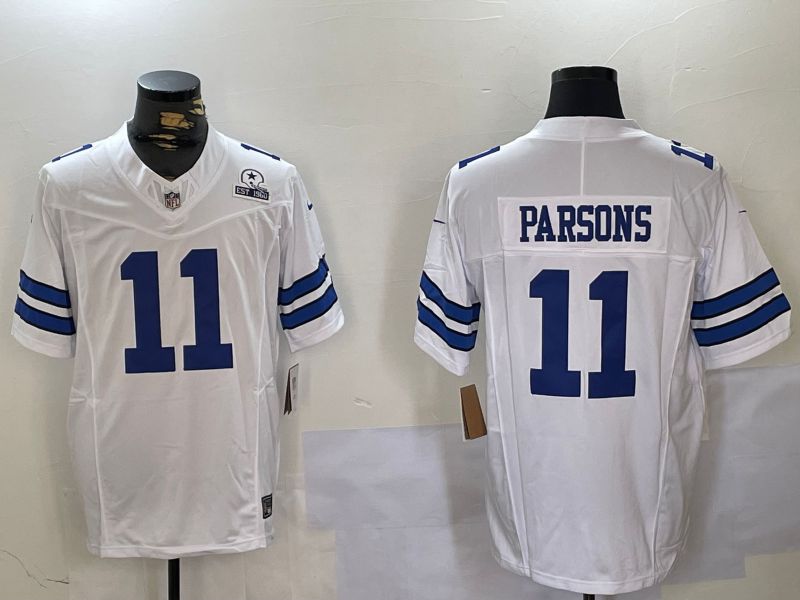 Men Dallas Cowboys #11 Parsons White 2024 Nike Three generations Vapor Limited NFL Jersey style 7